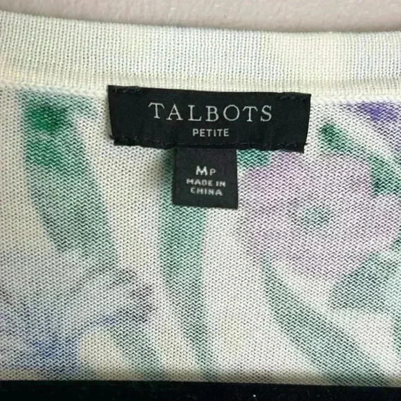 NWT Talbots Petites Floral Cardigan Sweater Medium Button Front Long Sleeves - Picture 6 of 7